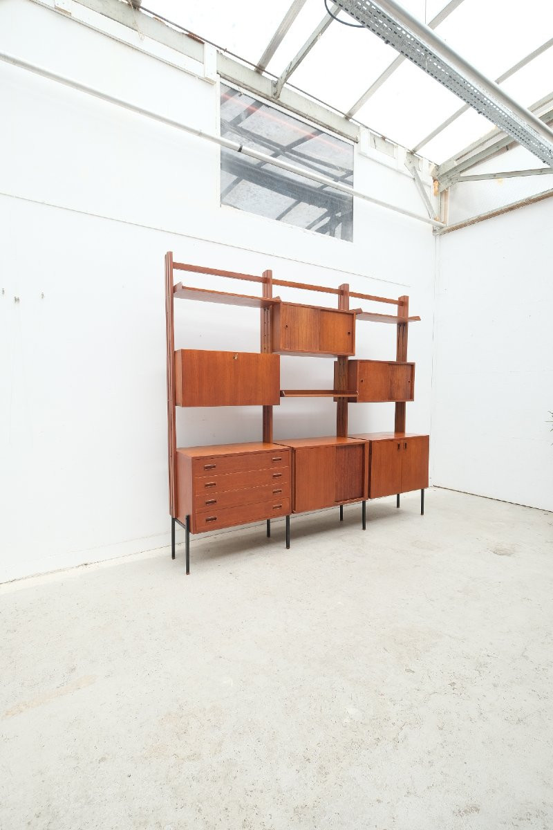 Teak And Metal Bookcase, Italy 1960  -photo-2