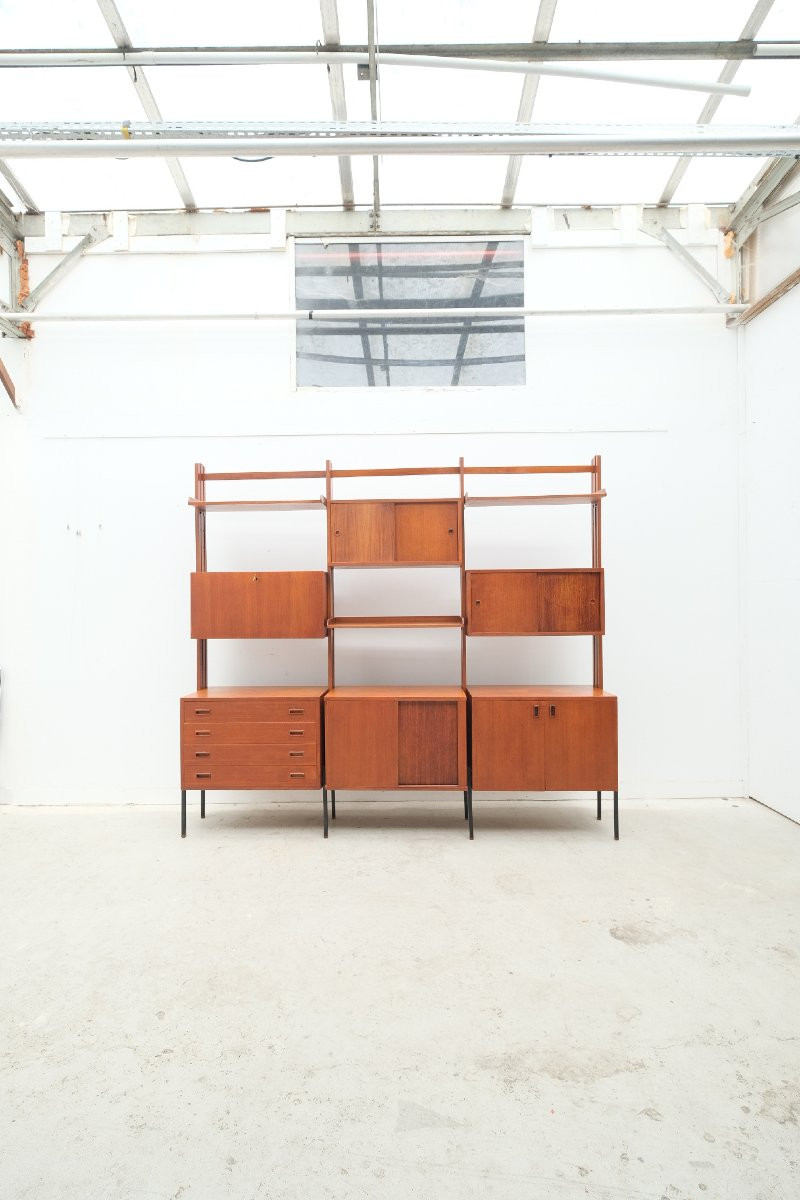Teak And Metal Bookcase, Italy 1960  -photo-4