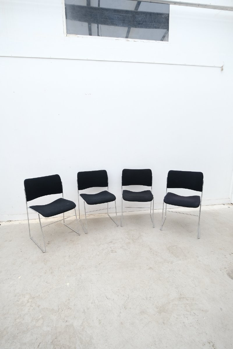 Ensemble de 4 chaises empilables « 4/40 » de David ROWLAND pour HOWE (USA)  -photo-2
