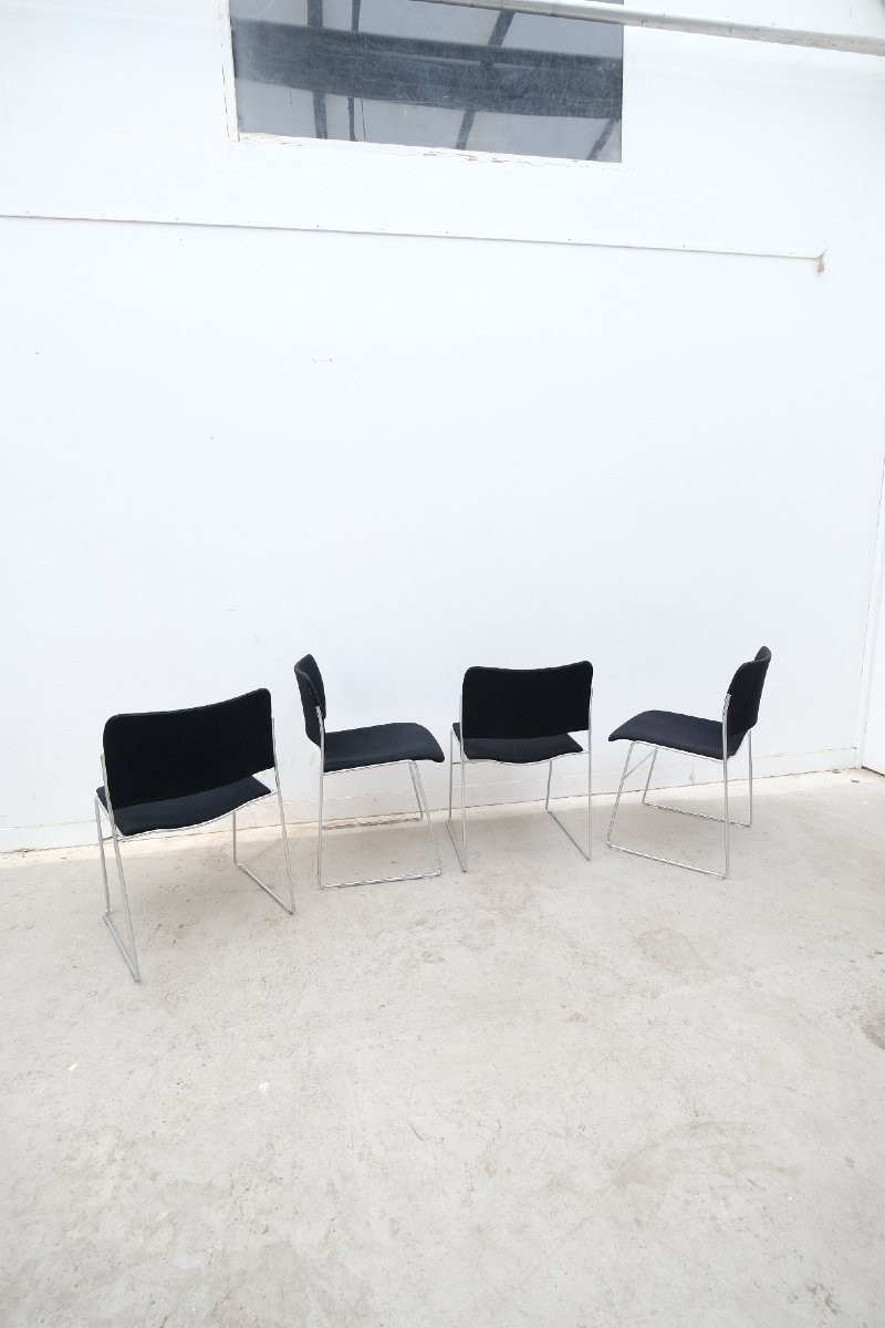 Ensemble de 4 chaises empilables « 4/40 » de David ROWLAND pour HOWE (USA)  -photo-3