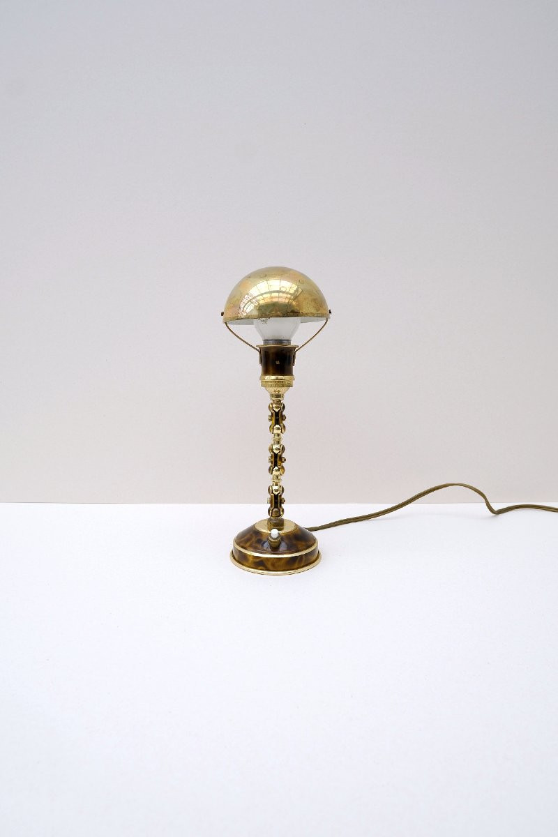 Lampe de bureau orientable en laiton laqué, France 1940  -photo-2