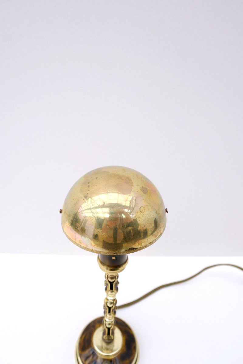 Lampe de bureau orientable en laiton laqué, France 1940  -photo-3