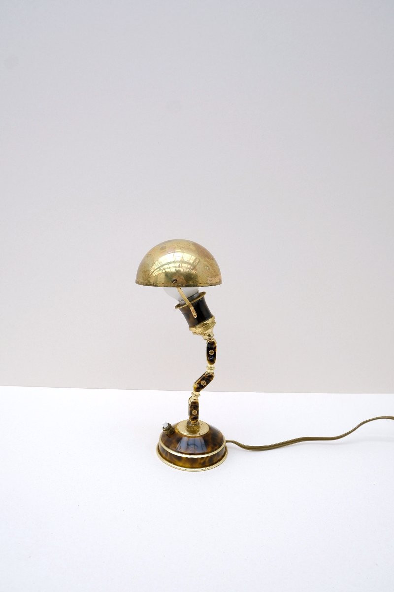 Lampe de bureau orientable en laiton laqué, France 1940  -photo-1