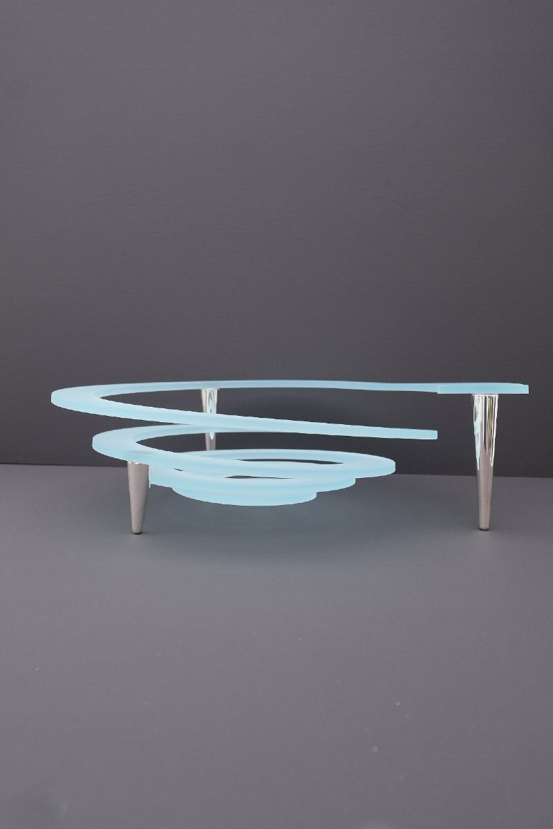Coupe à fruit "Spirale" de Giuseppe ROCCO pour RSVP en verre et métal argenté, Italie 1980 -photo-2