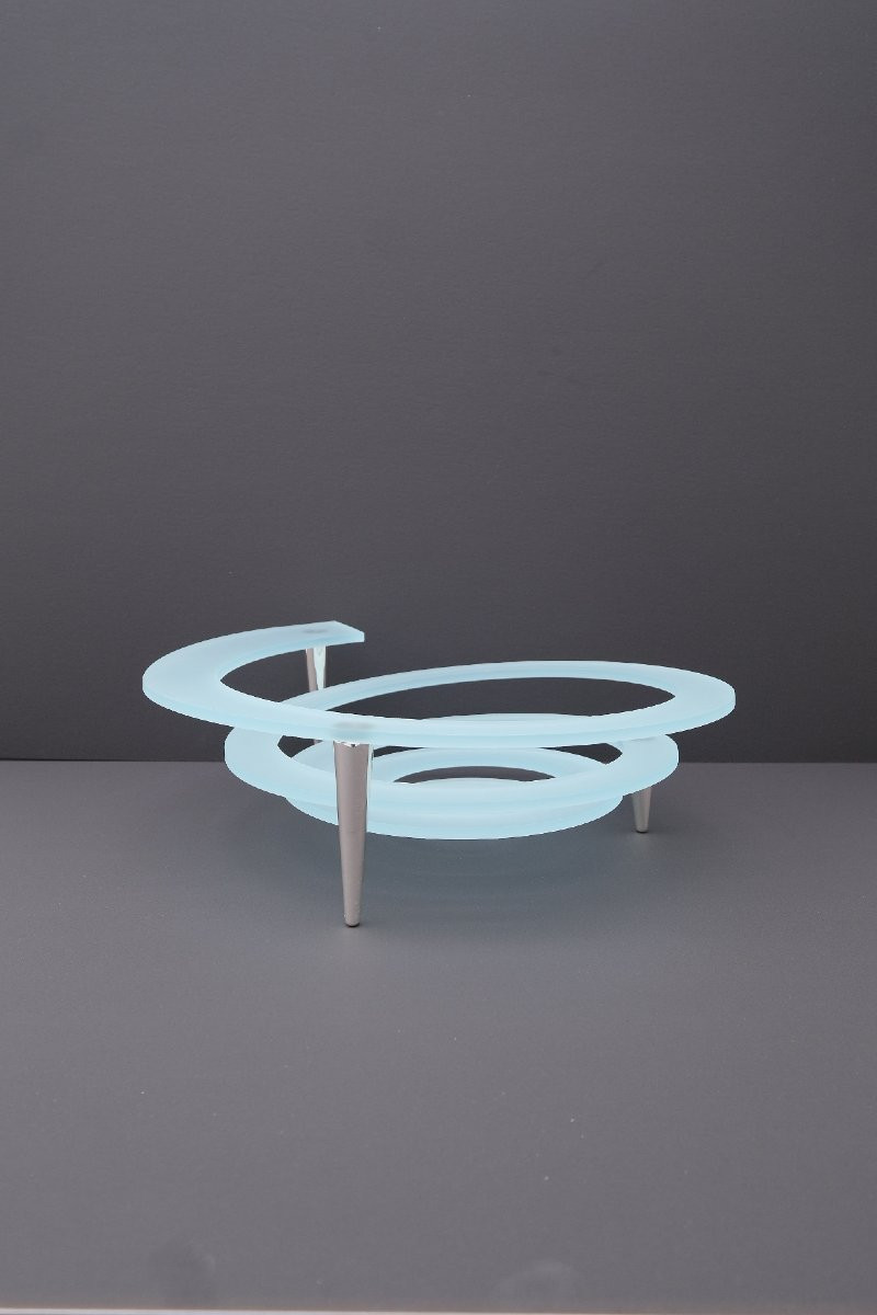 Coupe à fruit "Spirale" de Giuseppe ROCCO pour RSVP en verre et métal argenté, Italie 1980 -photo-1