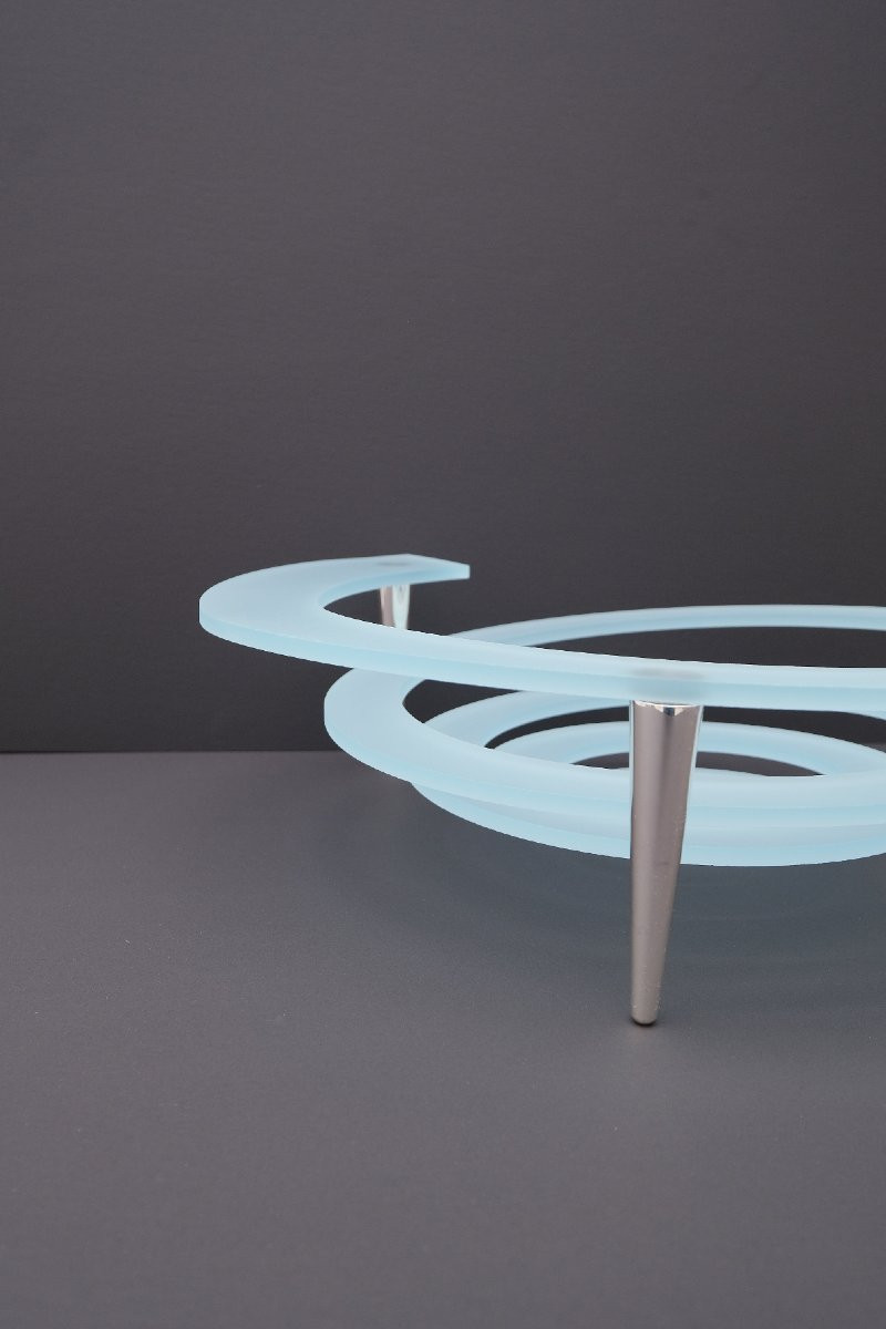 Coupe à fruit "Spirale" de Giuseppe ROCCO pour RSVP en verre et métal argenté, Italie 1980 -photo-2