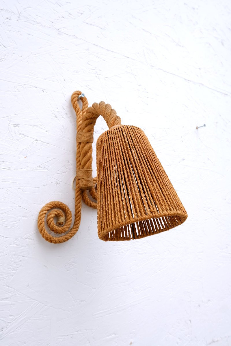 Audoux & Minet Rope Wall Light, France 1950-photo-2