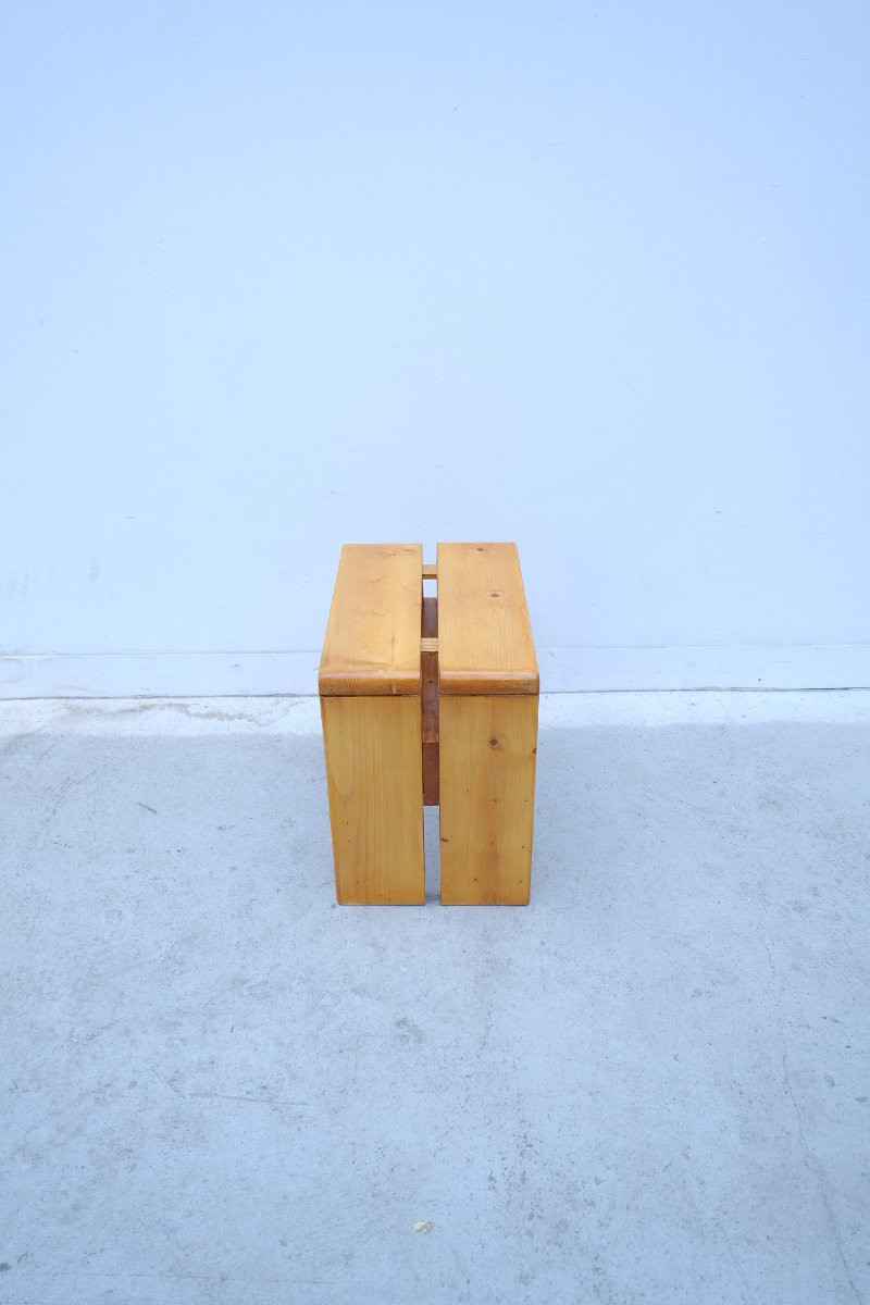 Tabouret de Charlotte PERRIAND pour LES ARCS en pin, France 1960-photo-4