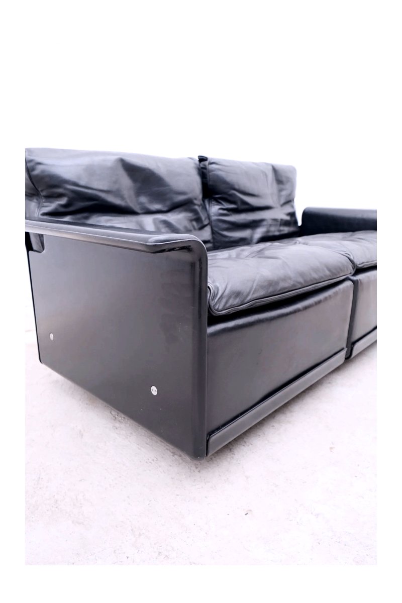 2-seater Sofa By Dieter Rams For Vitsoe In Fiberglass And Leather, Germany 1970  -photo-4