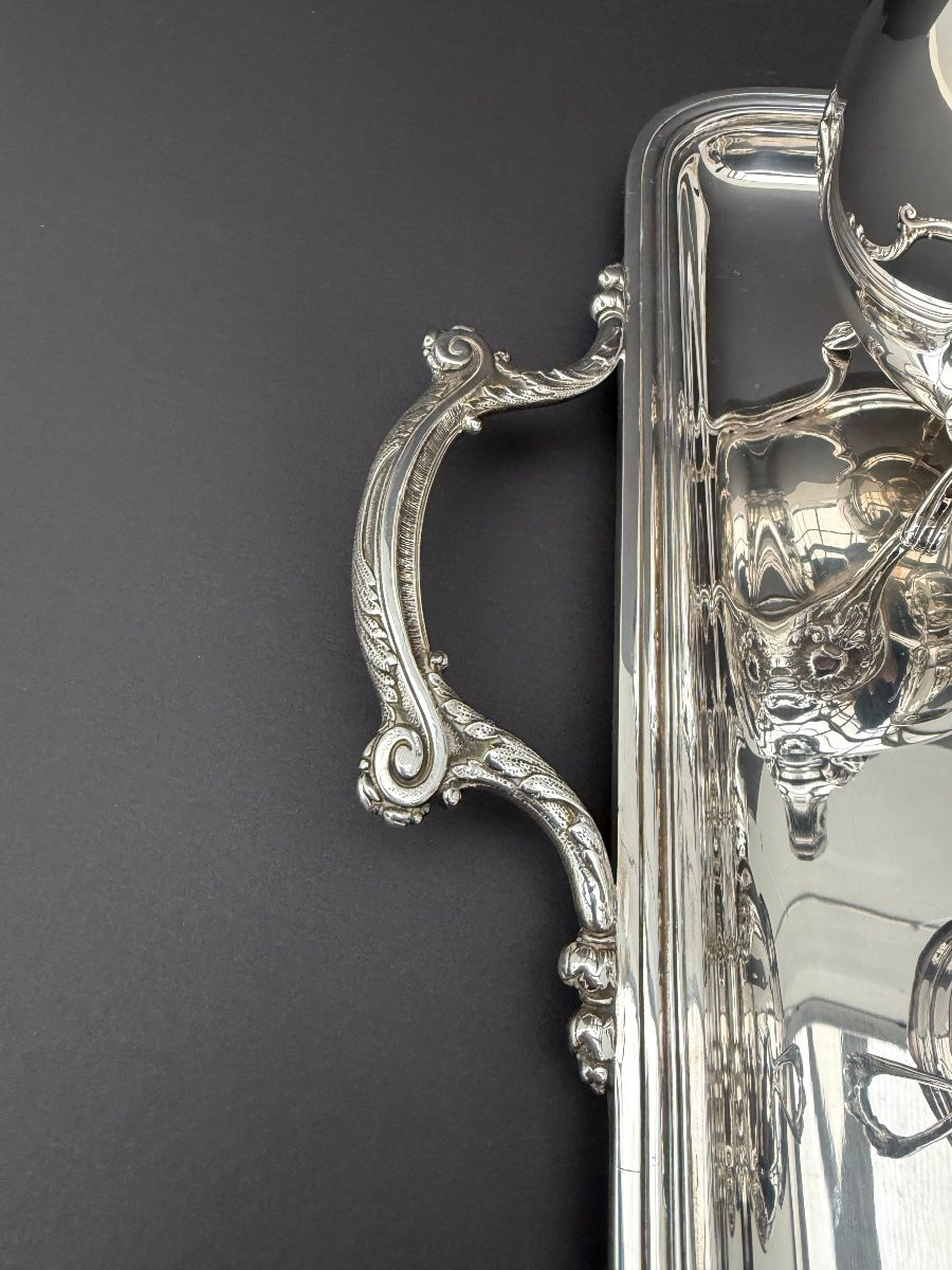 Tea And Coffee Service By Ercuis Silversmiths In Silver-plated Metal And Ebony  -photo-2