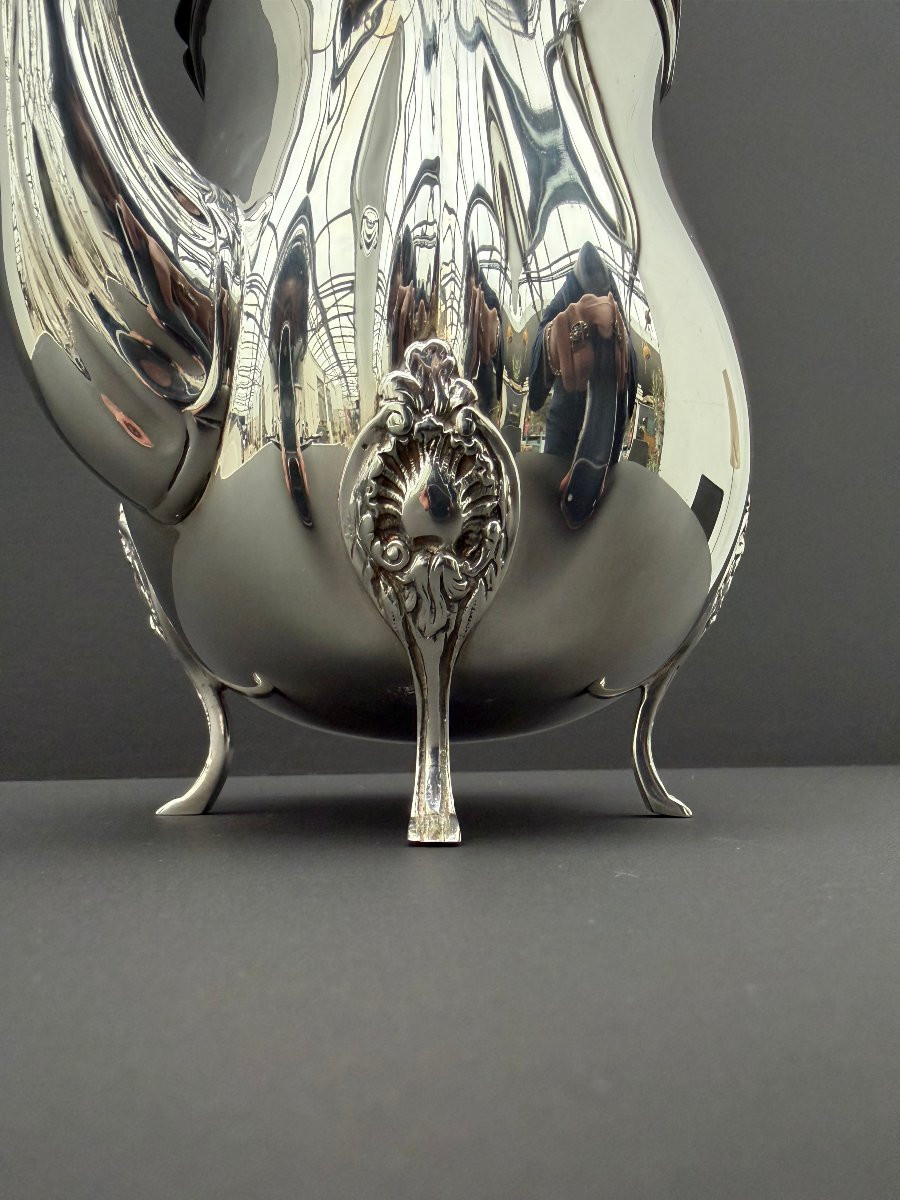 Tea And Coffee Service By Ercuis Silversmiths In Silver-plated Metal And Ebony  -photo-4