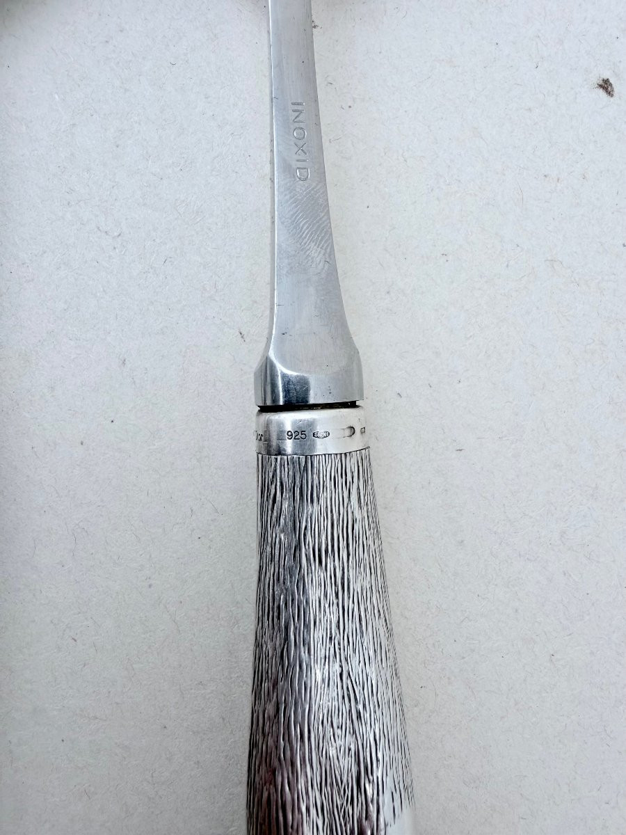 Christian Dior Salad Servers With 925 Sterling Silver And Stainless Steel Handles, Italy   -photo-4