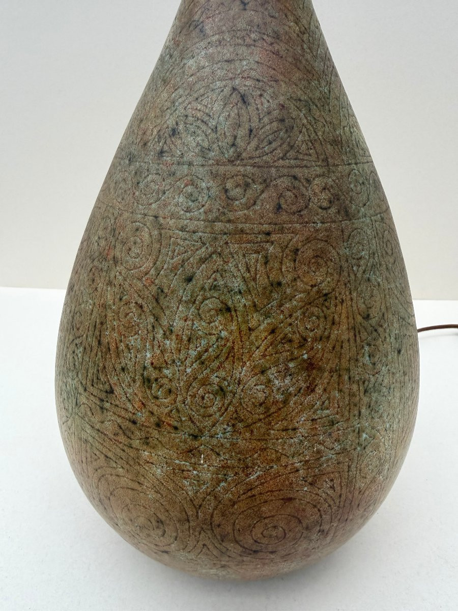 Unique Ceramic Lamp Base From La Grange Au Potier, France 1960  -photo-2