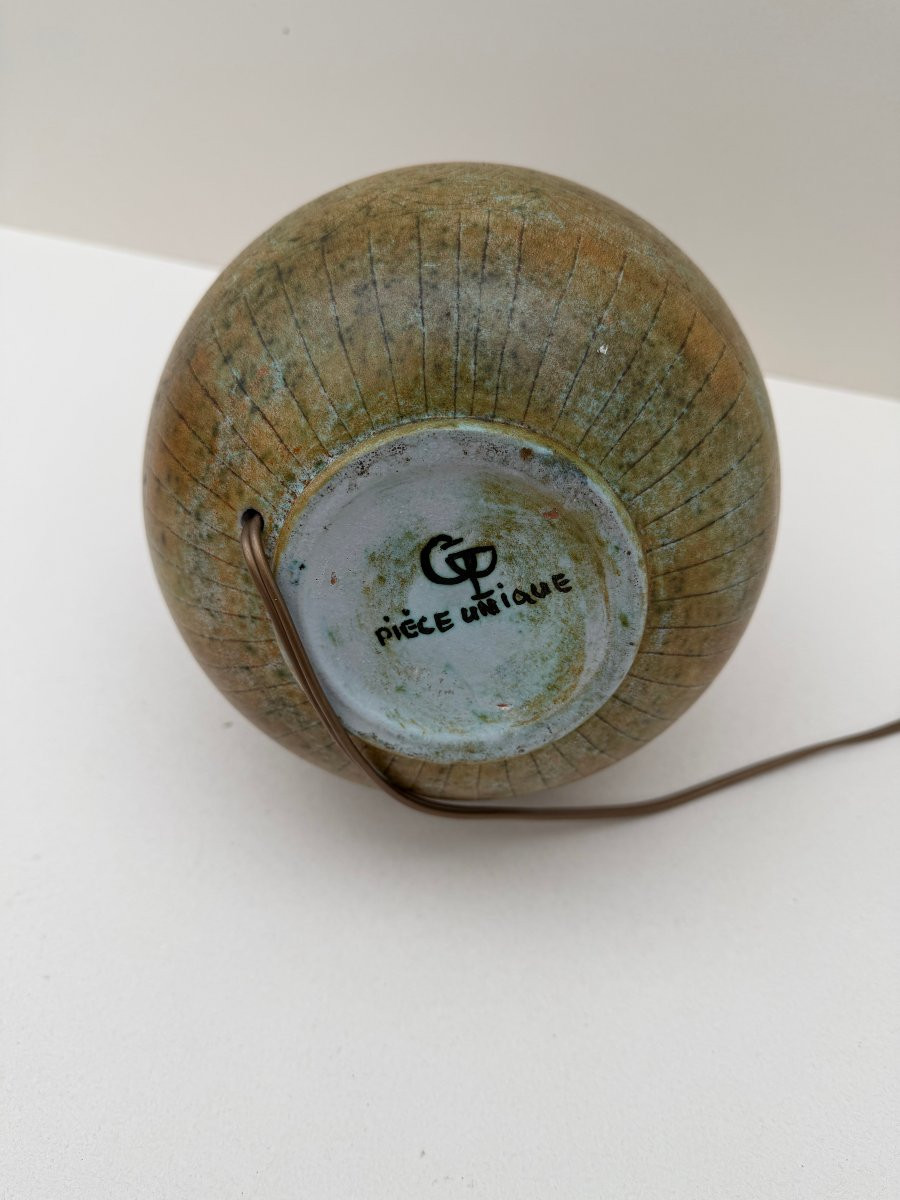 Unique Ceramic Lamp Base From La Grange Au Potier, France 1960  -photo-4