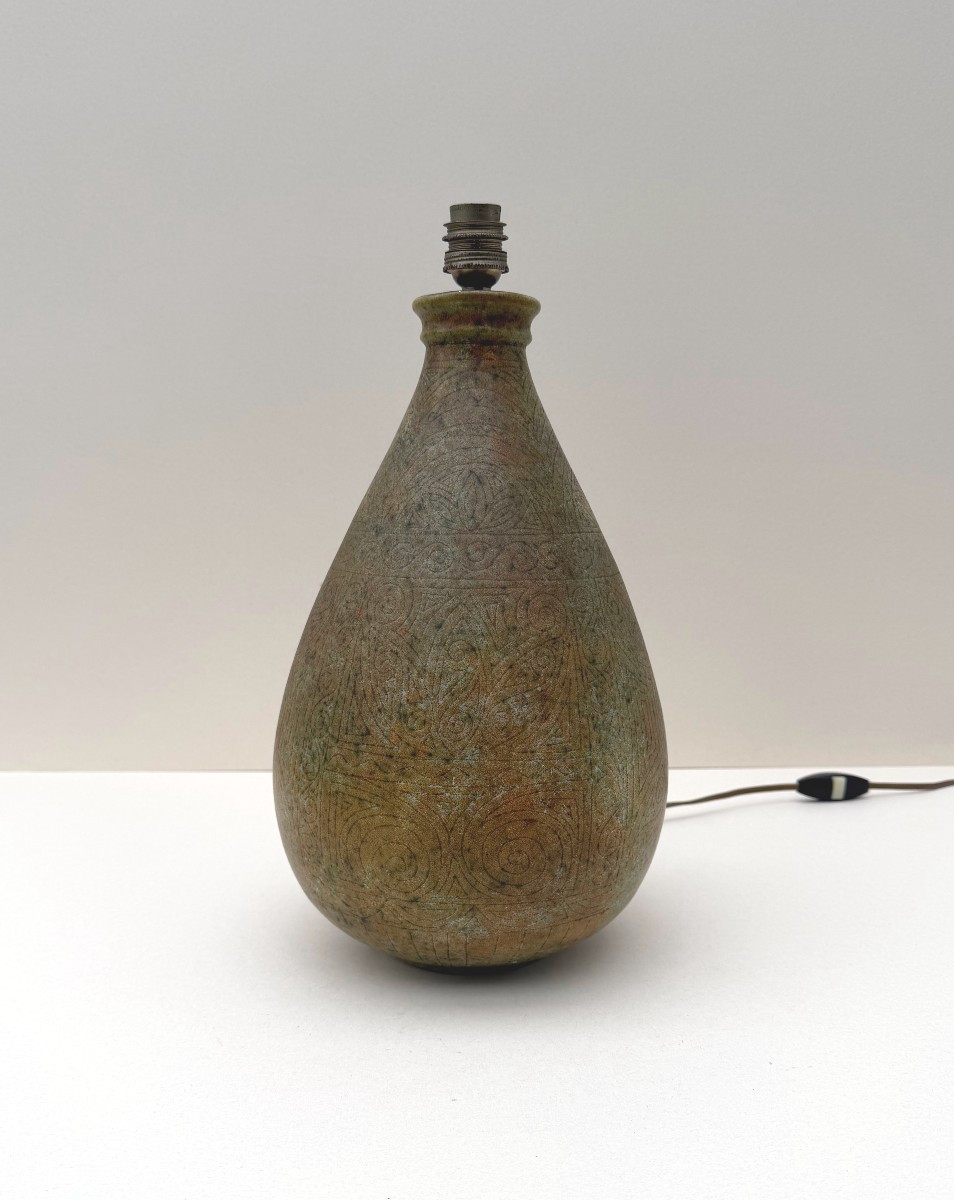 Unique Ceramic Lamp Base From La Grange Au Potier, France 1960  