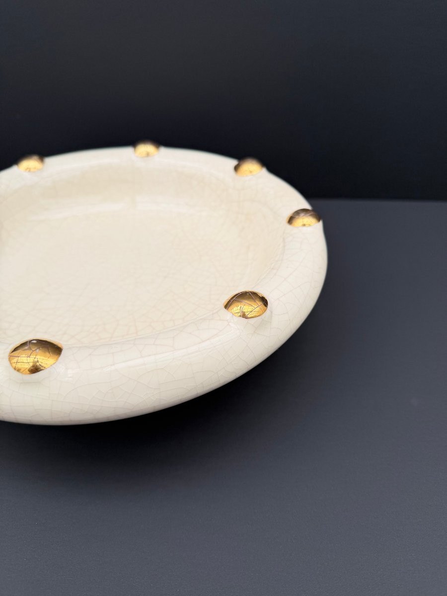 Large Trinket Tray, Longwy Enamels, France 1980. Dimensions: * Height: 7.5 Cm * Diameter: 25 Cm-photo-2