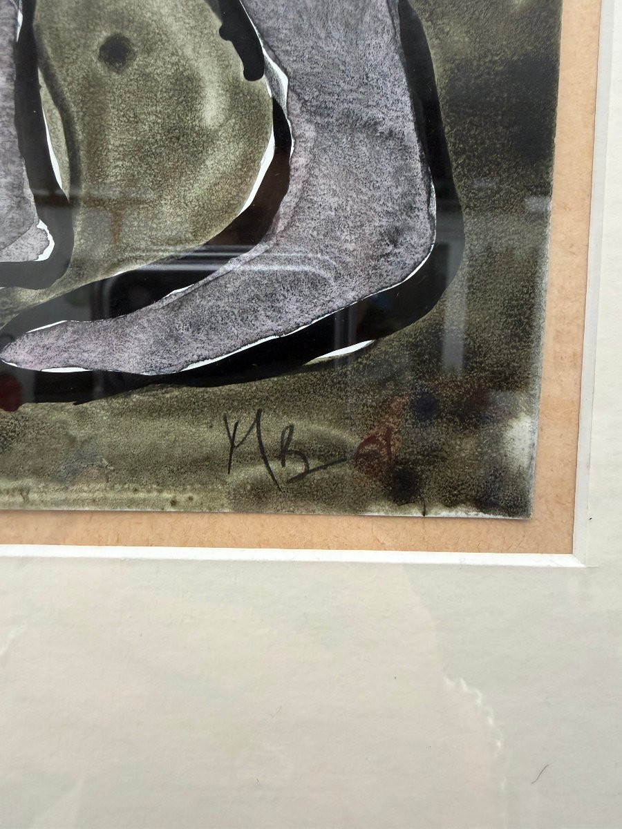 Watercolor On Paper, Signed Mb   -photo-4