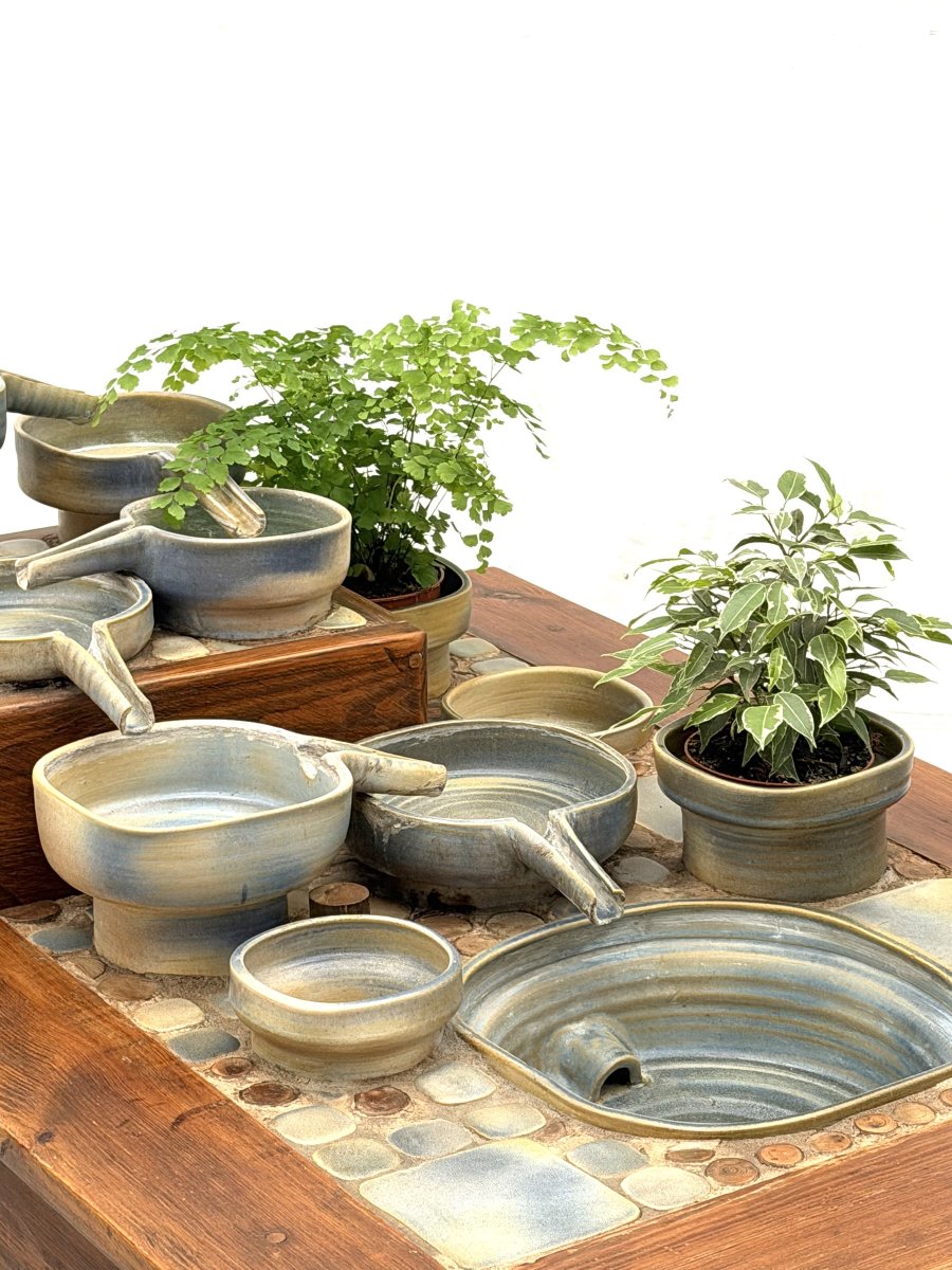 Indoor Fountain In Ceramic And Wood, France 1970-photo-2