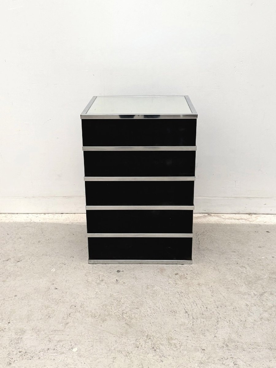 Colonne en miroir, chrome et nubuck, 1970  -photo-2