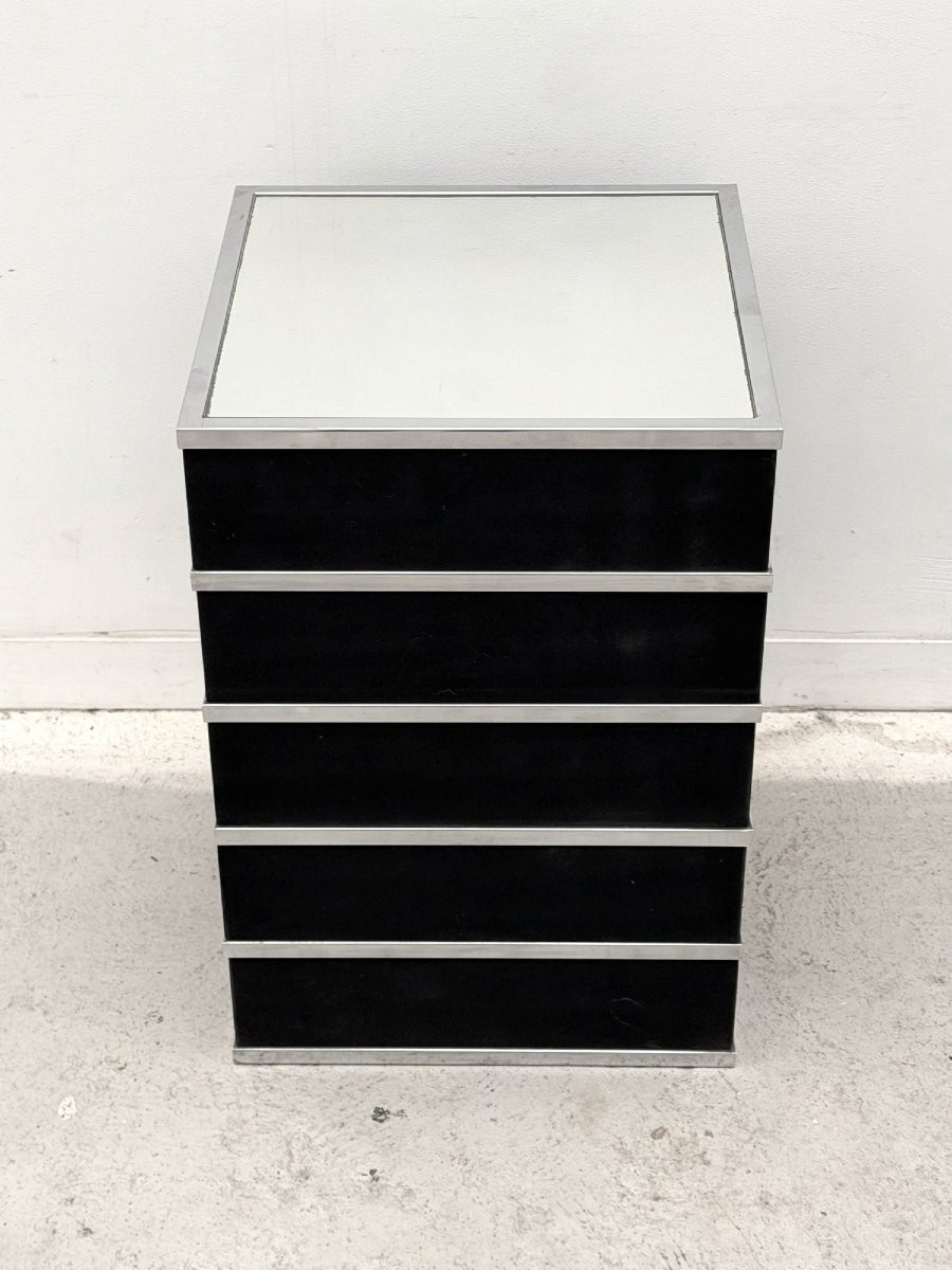 Colonne en miroir, chrome et nubuck, 1970  -photo-3