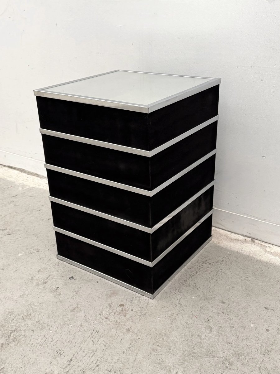 Colonne en miroir, chrome et nubuck, 1970  -photo-4