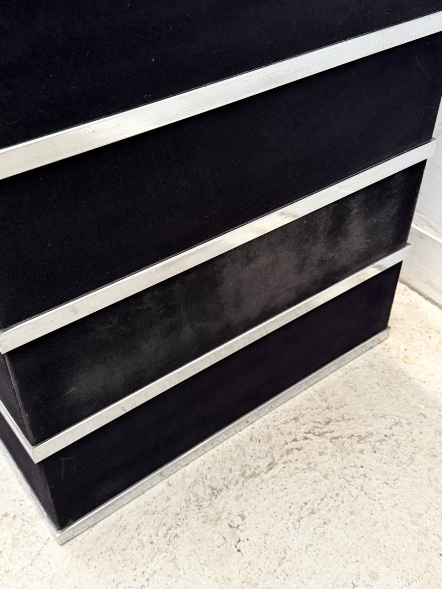 Colonne en miroir, chrome et nubuck, 1970  -photo-1