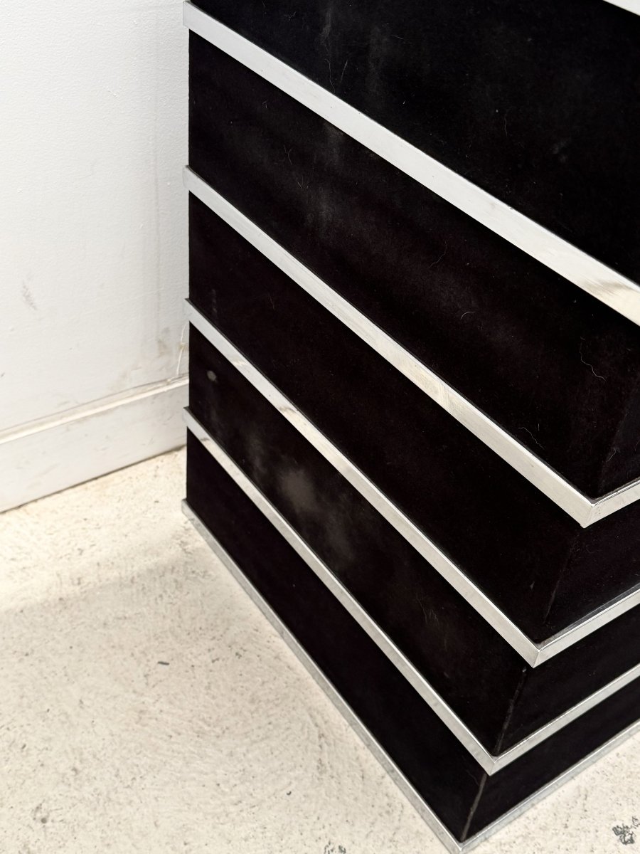 Colonne en miroir, chrome et nubuck, 1970  -photo-2