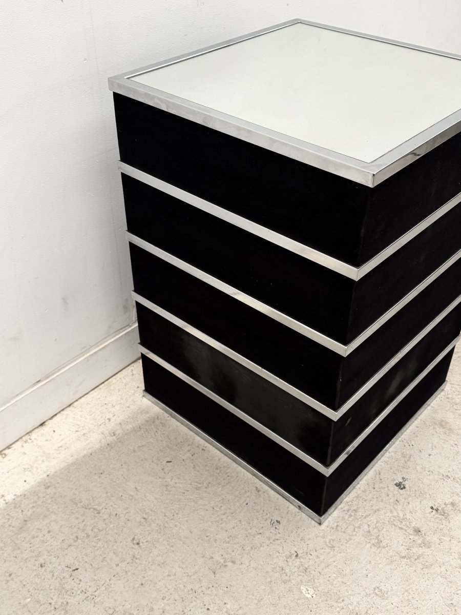 Colonne en miroir, chrome et nubuck, 1970  -photo-3