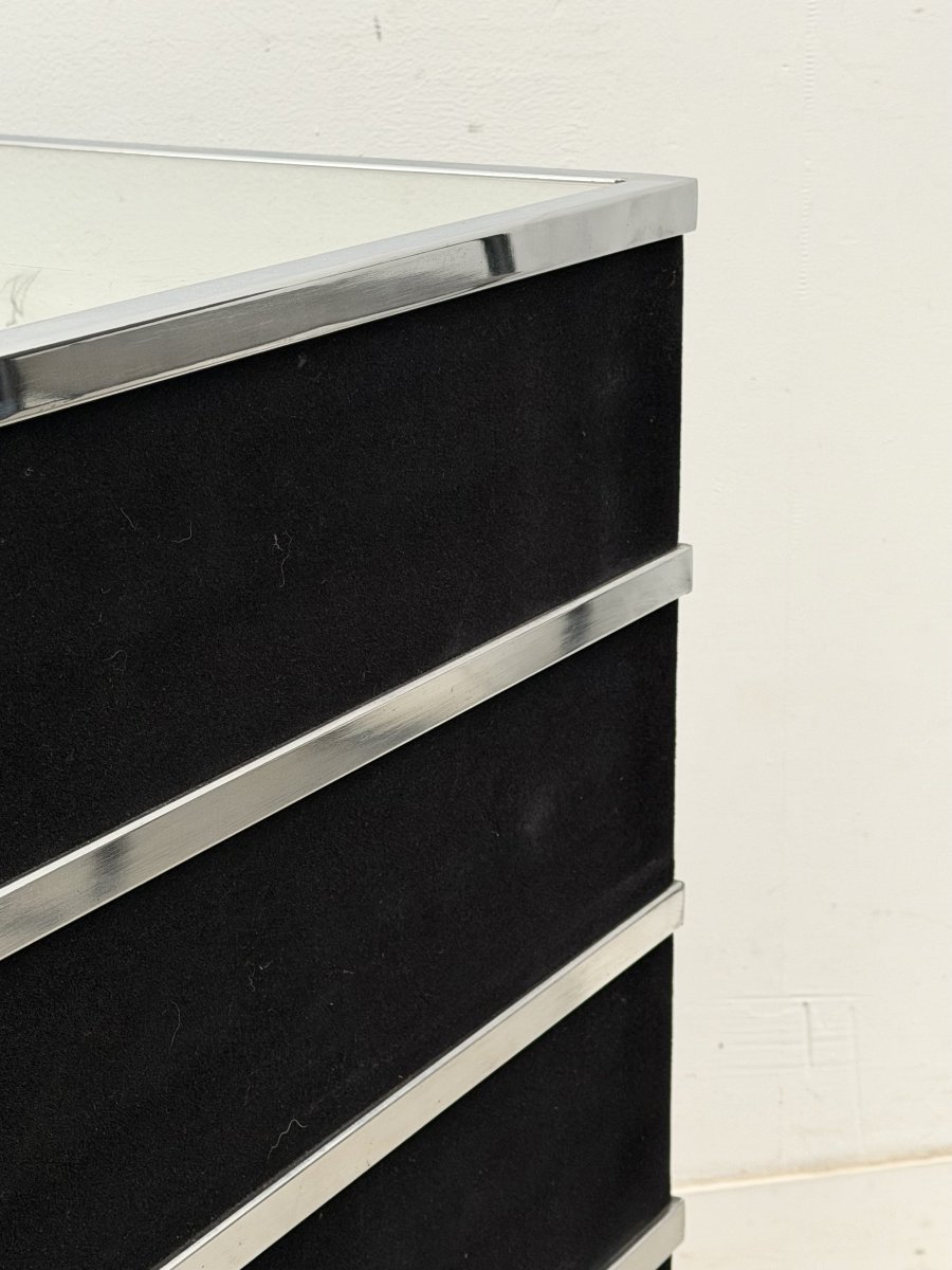 Colonne en miroir, chrome et nubuck, 1970  -photo-5