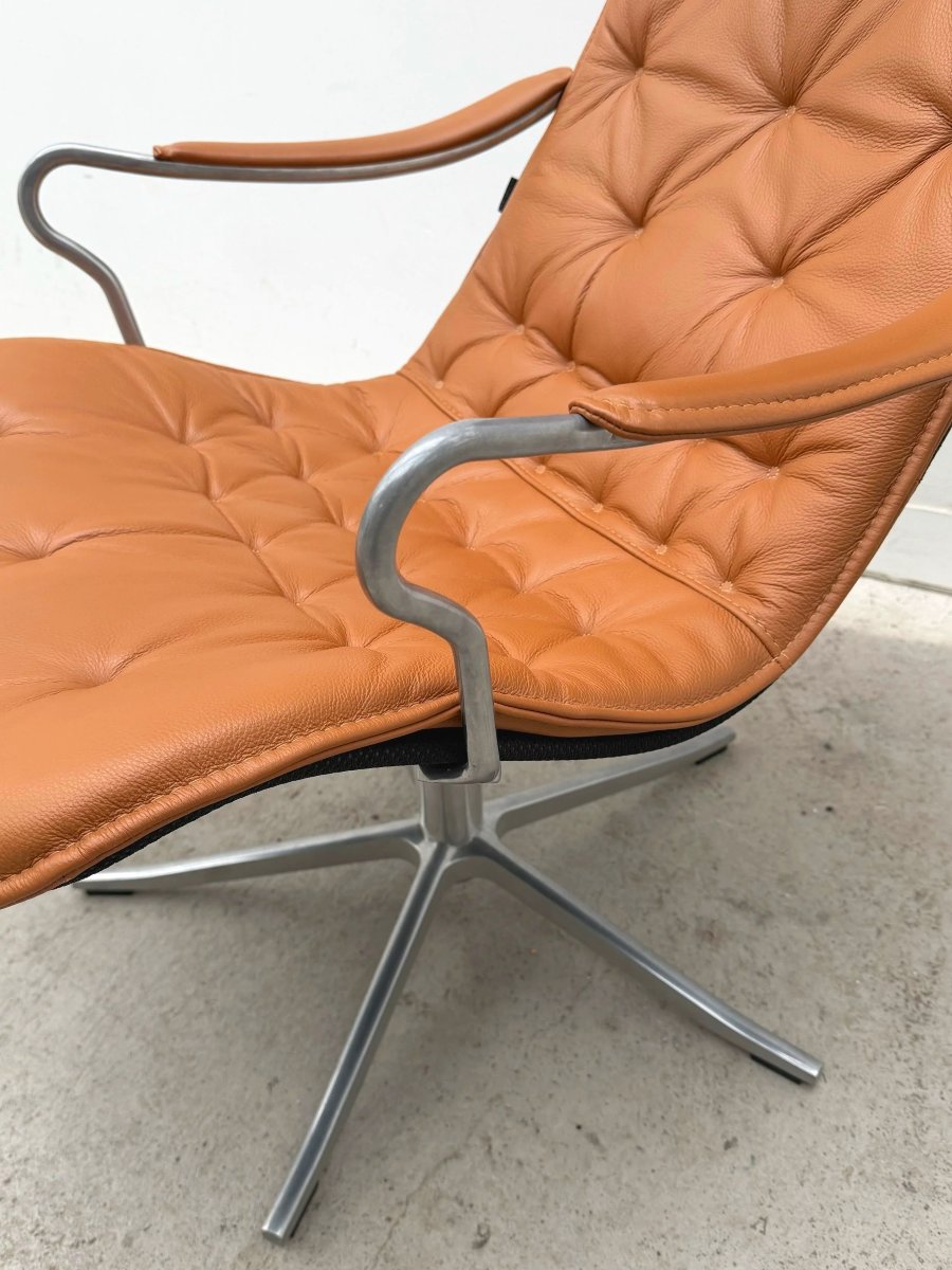 "bravo" Armchair By Jan Ekström For Conform In Leather And Aluminum, Sweden 2018 -photo-3