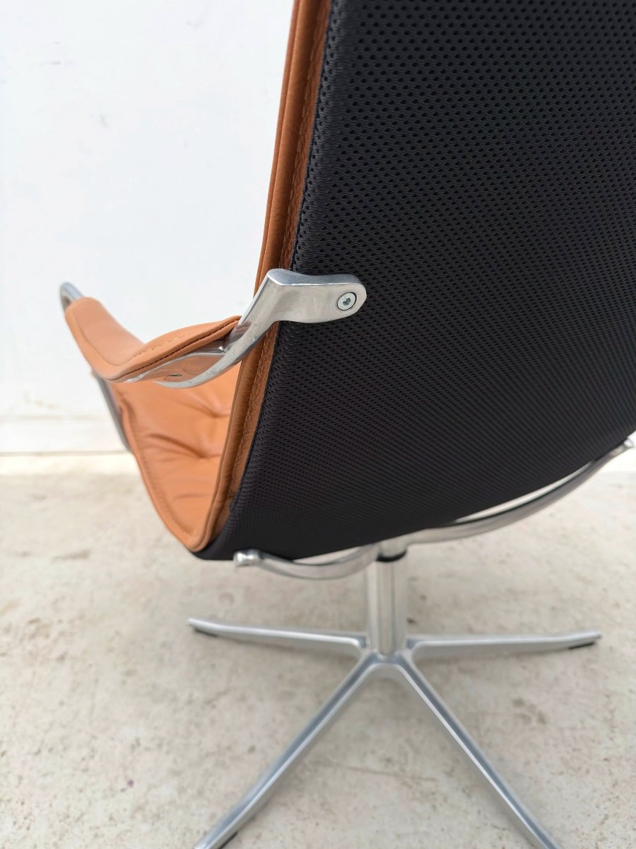 "bravo" Armchair By Jan Ekström For Conform In Leather And Aluminum, Sweden 2018 -photo-5