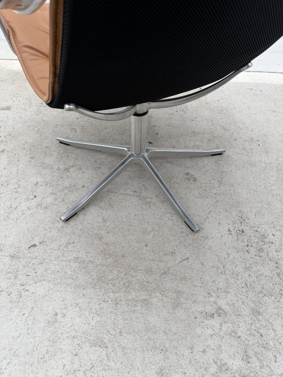 "bravo" Armchair By Jan Ekström For Conform In Leather And Aluminum, Sweden 2018 -photo-6