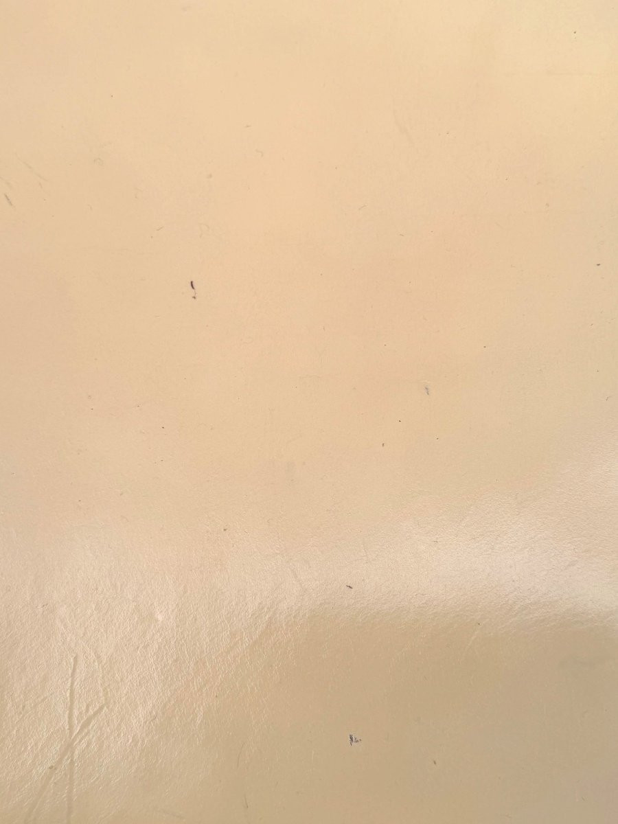 Tabouret de Maison REGAIN en orme massif et cuir, 1970  -photo-3