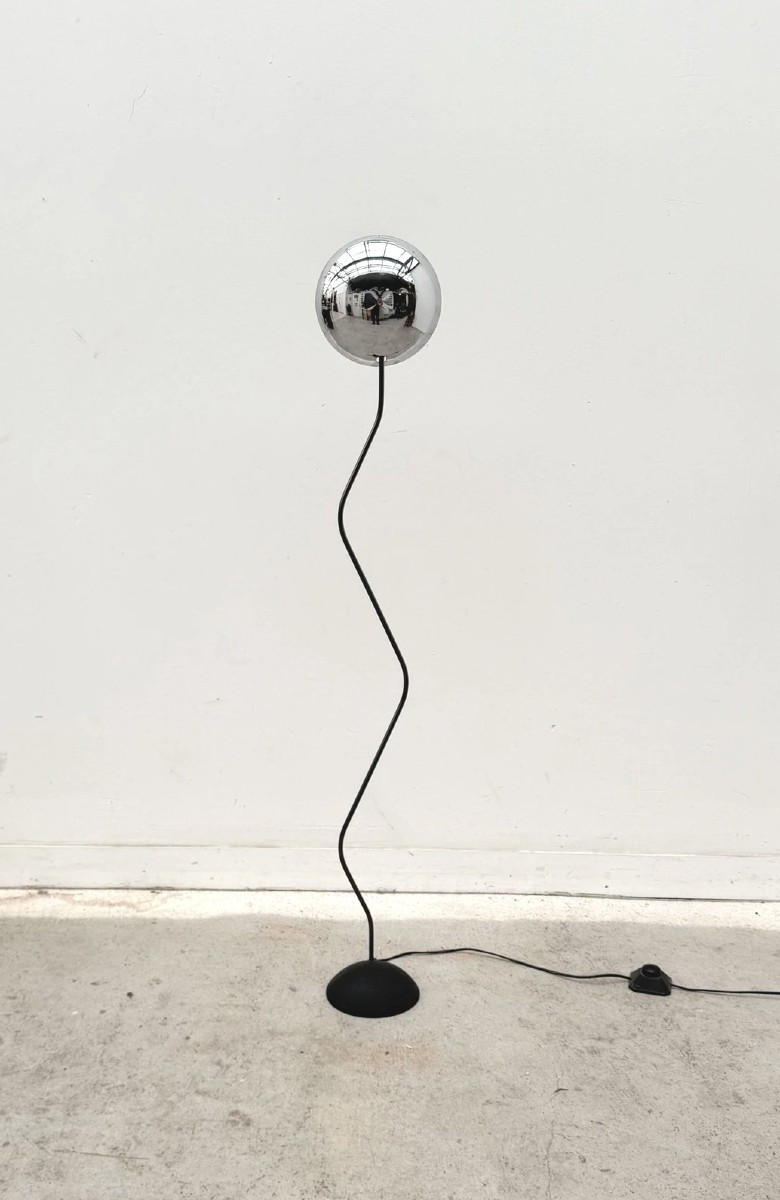 Metal And Chrome Floor Lamp, 1980 