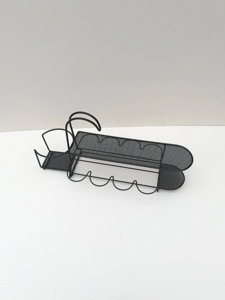 Bottle And Glass Holder By Mathieu Mategot In Metal, France 1950 -photo-2