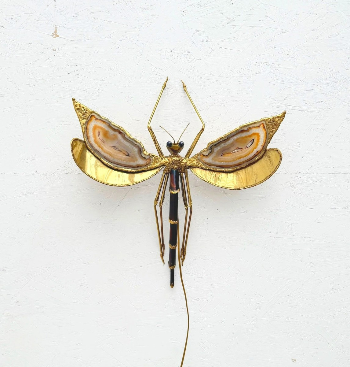 Applique "Libellule" de Jacques DUVAL BRASSEUR en laiton et Agathe, 1970 