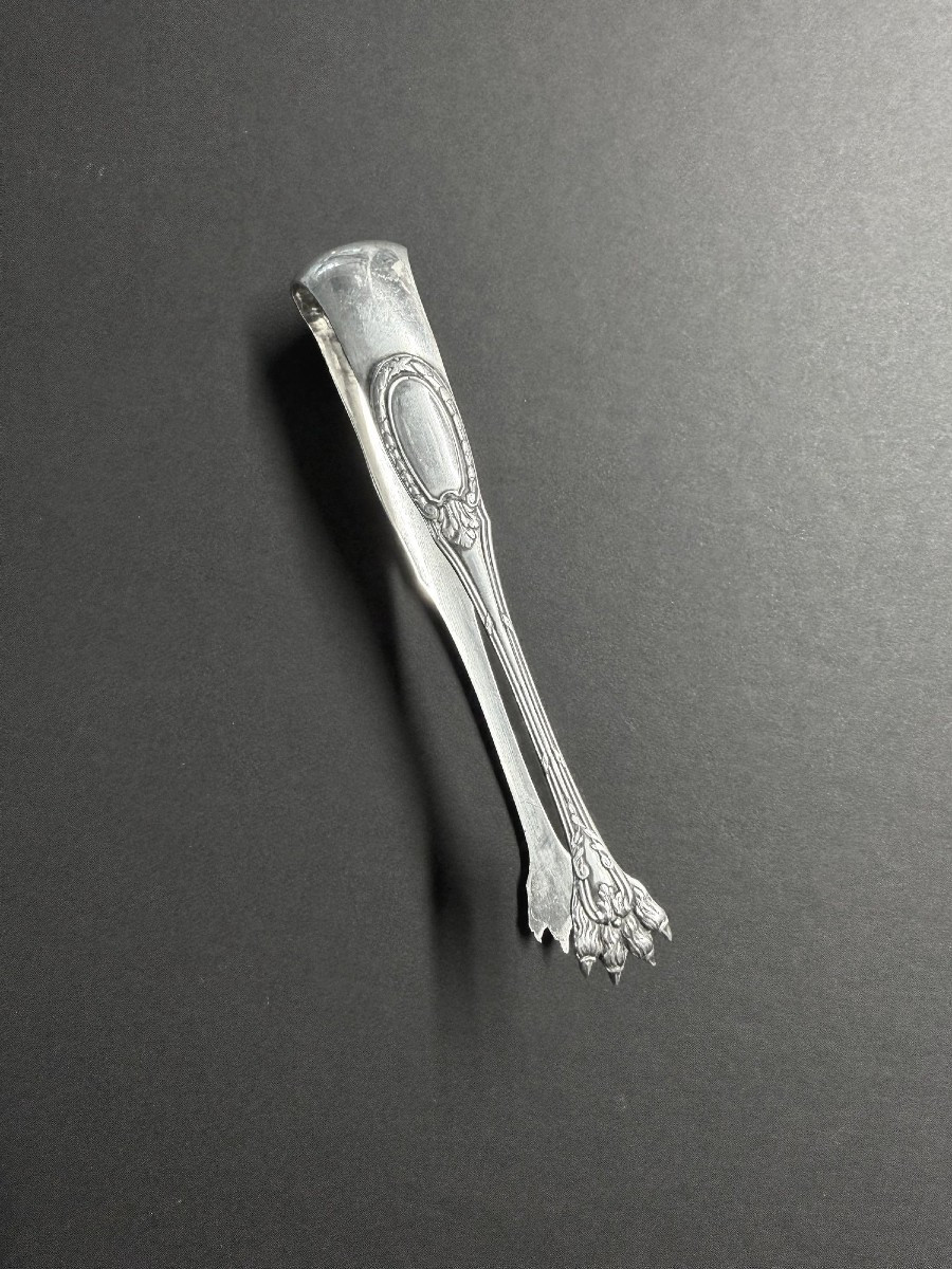 Solid Silver Sugar Tongs, Minerva Napoleon III Style, 19th Century  
