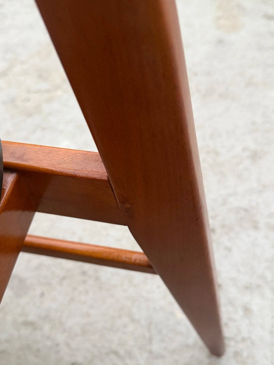 Ensemble de 6 chaises de style Scandinave en hêtre et skai, 1970  -photo-4