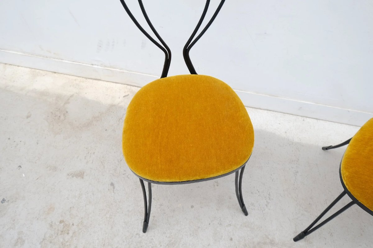 Paire de chaises décorative en fer forgé, France 1940 -photo-3