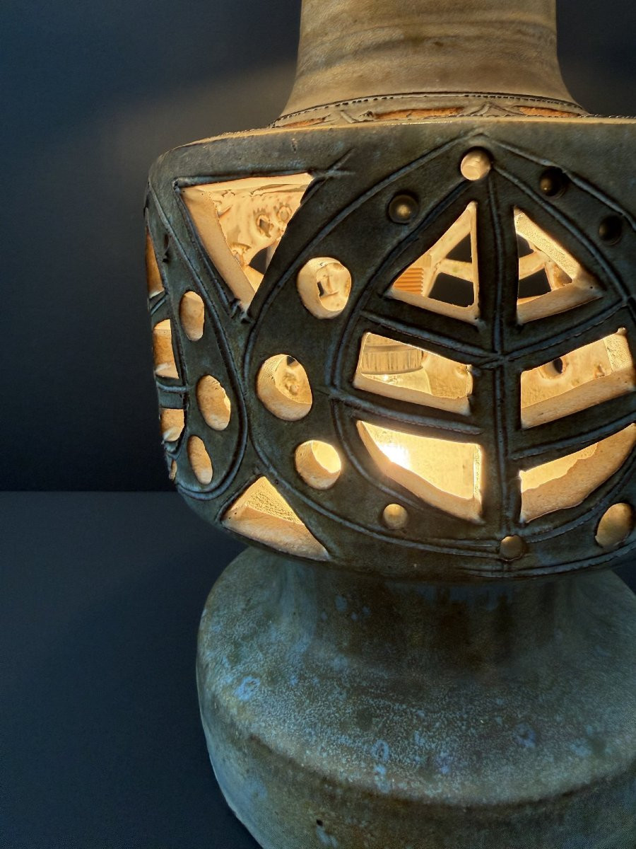 Lamp By Agnès Escala In Ceramic, France 1970  -photo-2