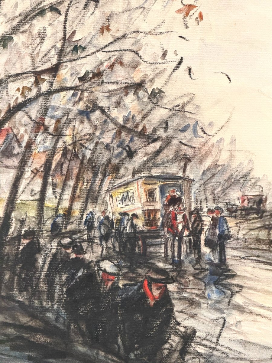 Mixed Media On Paper By Edouard Febvre, 1928   -photo-3