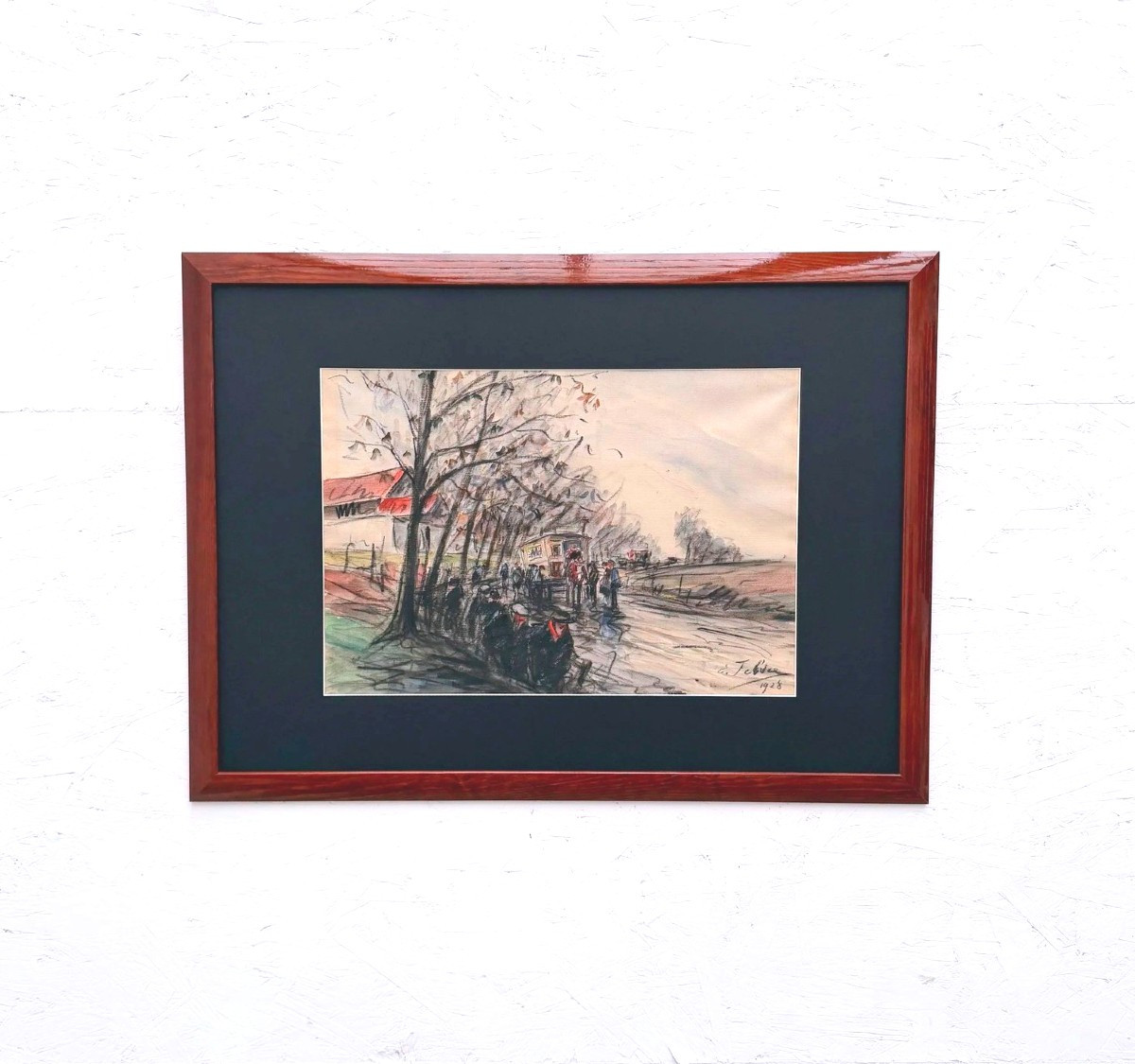 Mixed Media On Paper By Edouard Febvre, 1928   