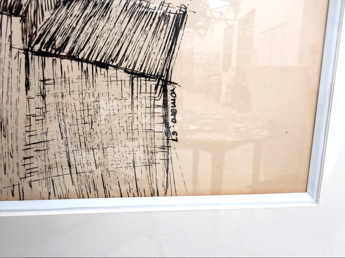 Ink On Paper "cadaques" By Nelbia Romero, 1967  -photo-3