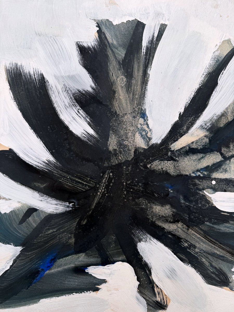 Painting By Jean Rouzaud, Mixed Media On Paper, 1972  -photo-3