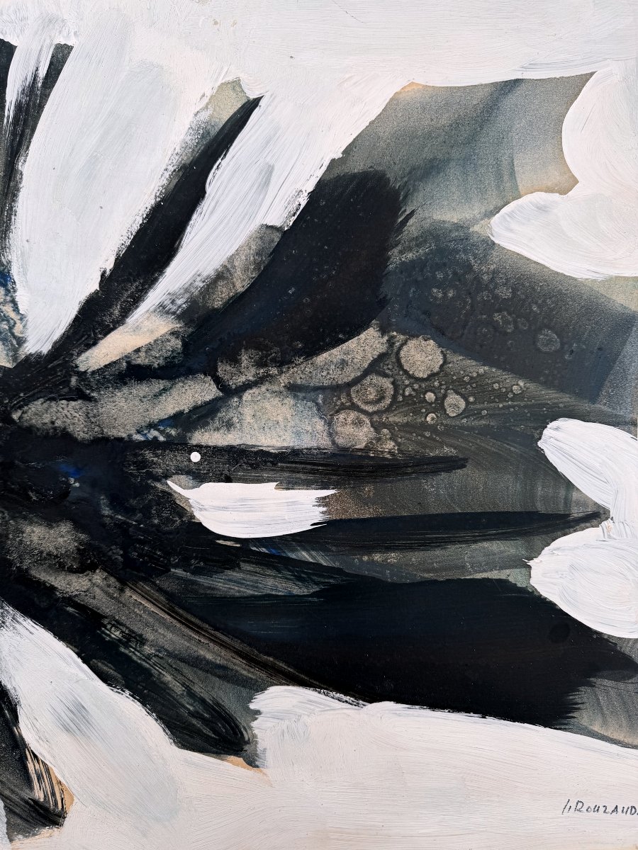 Painting By Jean Rouzaud, Mixed Media On Paper, 1972  -photo-4