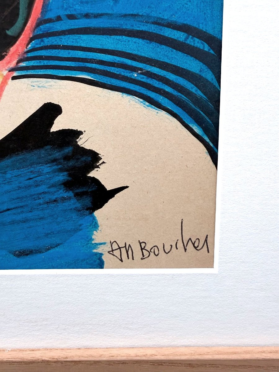 Technique mixte sur papier de Alain Michel BOUCHER (1944-2020)  -photo-3