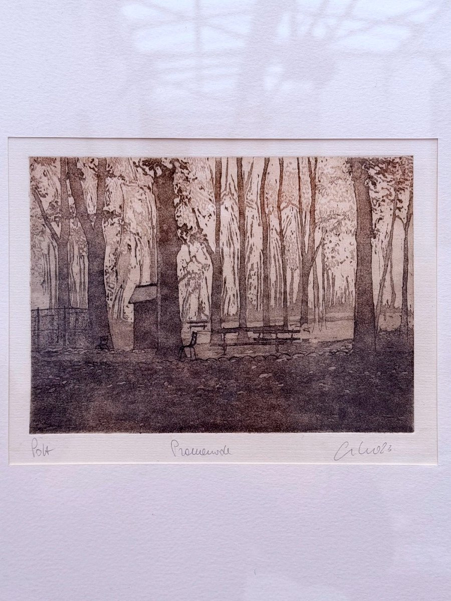 Gravure sur papier "Promenade" de POLA -photo-2