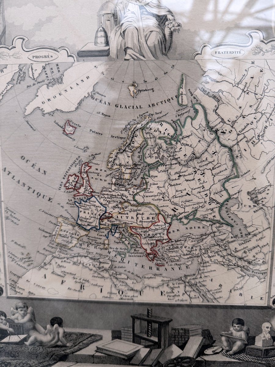 Gravure originale de Victor LEVASSEUR Carte ancienne de l'Europe et limites, 1846  -photo-4