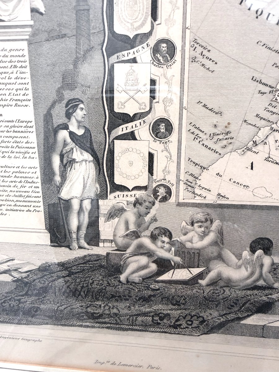 Gravure originale de Victor LEVASSEUR Carte ancienne de l'Europe et limites, 1846  -photo-6