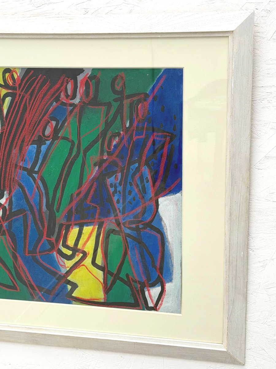 Peinture technique mixte sur papier de Alain Michel BOUCHER (1944-2020)  -photo-2